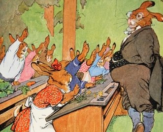 Die Illustrationen im Buch "Die Häschenschule" stammen von Fritz Koch-Gotha. 