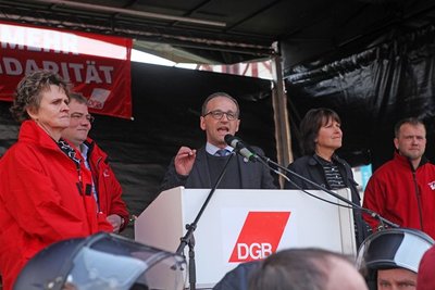 Die Rede von  Bundesjustizminister Heiko Maas (SPD) wurde von Trillerpfeifen und Buh-Rufen begleitet.