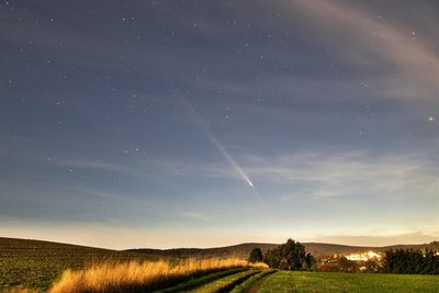 Eine Aufnahme von Dienstag,19.30 Uhr, auf einem Feld über Schwarzenberg mit 30 Sekunden Belichtungszeit bei ISO 400.