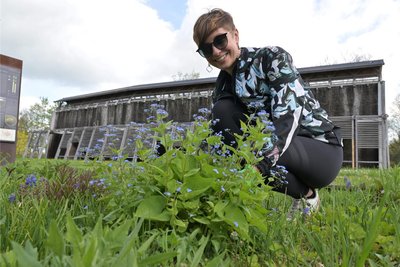 Jenny Bochmann von der Stadtverwaltung Oelsnitz hat beim „Park-Erblühen“ mit angepackt.