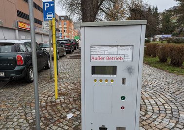 Außer Betrieb: Der Parkautomat an der Rudolf-Breitscheid-Straße ist am Mittwoch bereits im "Winterschlaf" gewesen.