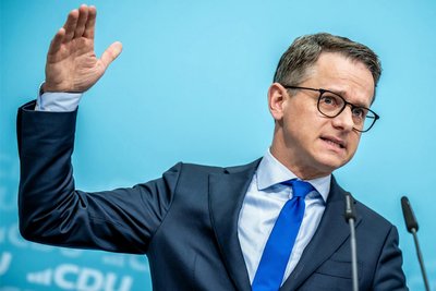 In seinem Element: Carsten Linnemann, CDU-Generalsekretär und Vorsitzender der Programm- und Grundsatzkommission, bei der Vorstellung des Entwurfs des neues Grundsatzprogramms der CDU.