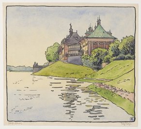 Stimmige Komposition: "Schloss Pillnitz" von Fritz Bleyl etwa aus dem Jahr 1905.  