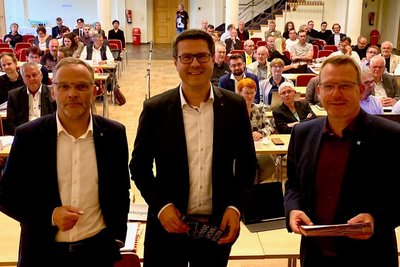 Ein klares Statement für das Theater gaben Landrat Dirk Neubauer (parteilos), Döbelns OB Sven Liebhauser (CDU) und Freibergs OB Sven Krüger (von links) auf der gemeinsamen Ratssitzung in Döbeln ab.