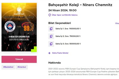 „Tükendi“ heißt ausverkauft. Laut offizieller Ticket-Verkaufsseite mobilet.com gibt es keine Karten mehr für das Rückspiel in der 13.500 (!) Fans fassenden Ülker Arena. Und das ist für viele Fans der Niners nicht gerade zum Lachen.