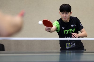 Hat sich beim Training gut in Form gebracht: Hsin-Yang Li steuerte am Sonntag zweieinhalb Punkte zum Auswärtssieg des TTC Sachsenring Hohenstein-Ernstthal bei.