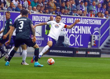 Am Ball: Dima Nazarov, Stürmer des FC Erzgebirge Aue.