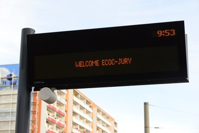 Nettes Detail: Die Jury wurde auch auf der Fahrgast-Info der CVAG begrüßt!