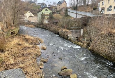 Das Schwarzwasser, Höhe der steinernen Brücke zum Brückenberg.