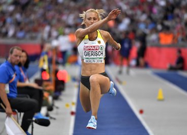 Kristin Gierisch ist bei der EM in Berlin ihre persönliche Bestweite gesprungen.
