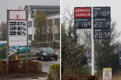 In Meerane (links) sind vormittags die Spritpreise höher als in Glauchau.