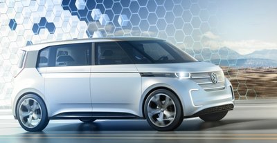 Auf der CES wurde die Studie des elektrischen Prototyps Volkswagen Budd-e präsentiert.
