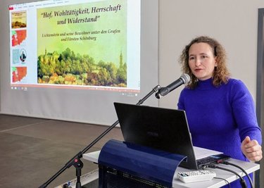 Alexandra Thümmler sprach im Kulturpalais Lichtenstein über die Schönburger und ihr Verhältnis zu den Lichtensteinern.