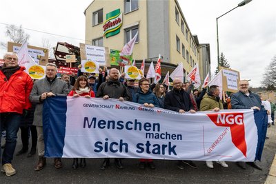 Die Beschäftigten von Unilever hatten ihren Protest gegen den Stellenabbau in die Öffentlichkeit getragen.
