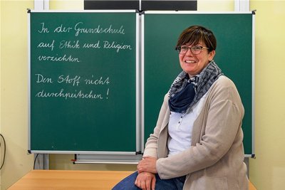 Petra Weigel, Lehrerin an der Hugo-Ament-Grundschule in Bernsbach im Erzgebirgskreis. 