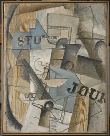 Kubismus pur: "La Table de Bar Stout", 1912/13, Öl und Kohle auf Leinwand, 35,7 x 28,6 cm. 