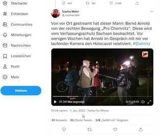 Wenige Wochen nach dem Interview mit Bernd Arnold twitterte die Stern-Reporterin über den Vorfall. 