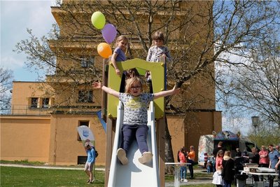 Die Kinder, wie hier Alfred auf der Rutsche, hatten viel Spaß.