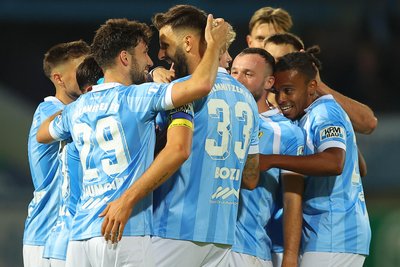Chemnitzer Jubel nach dem 1:0-Führungstreffer durch Johannes Pistol.