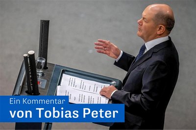 Bundeskanzler Olaf Scholz (SPD) gibt im Bundestag eine Regierungserklärung zur Haushaltskrise ab.