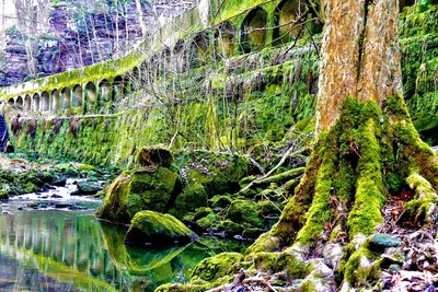 Wasserkraftwerk am Ufer der Wesenitz bei Lohmen in der Sächsischen Schweiz.