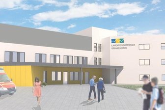 25 Millionen Euro fließen in Klinikum - So soll der neue Anbau mit Integriertem Notfallzentrum (Erdgeschoss) und Sectioraum (1. Obergeschoss) aussehen. An der Stelle steht jetzt noch ein größerer Altbau, der 2023 abgerissen wird.