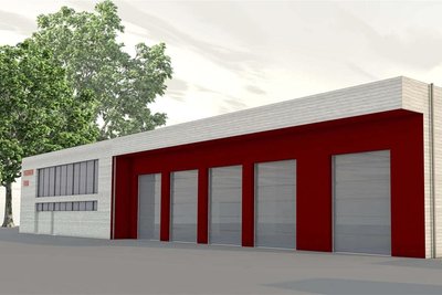 So soll das neue Thumer Feuerwehrgerätehaus aussehen. Im rechten Teil werden Fahrzeuge untergebracht. Der linke Teil hat zwei Etagen und beherbergt unter anderem die Umkleiden.