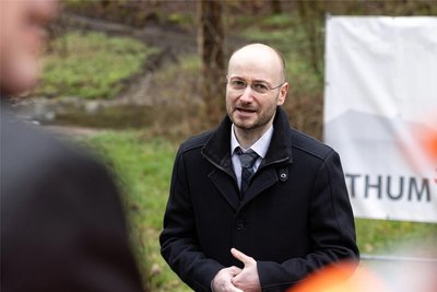 Thums Bürgermeister Thomas Mauersberger ist froh, dass der Bau des Zentraldepots nun endlich beginnt.