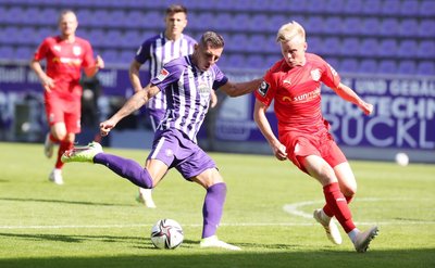 Testspieler Nikola Trujic erzielte beim Testspiel des FC Erzgebirge Aue gegen den Halleschen FC zwei Tore.