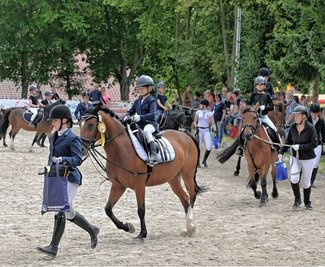 Beim Führzügelwettbewerb gewann Emma Weichold (vorn), die auf dem Pferd von Mareike Scheibel saß. 