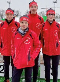 Ein Mylauer Quartett für die Sachsen-Auswahl: Christian Böhm (hinten von links) Lena Mothes, Johanna Brückner und Carl Leonhard Fiebig (vorn). 