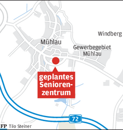 Zukünftiger Standort des geplanten Seniorenzentrums in Mühlau