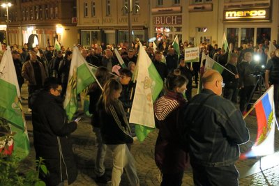 Demonstranten in Aue.