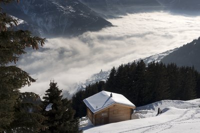 Blick von der Riederalp in den Schweizer Alpen.