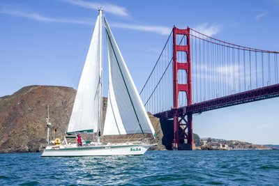 Auch unter der Golden Gate Bridge in San Franzisco sind Pestels aus Chemnitz mit ihrer Yacht "SuAn" durchgesegelt.