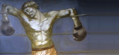 Die Ausstellung "Schicht im Schacht" widerspiegelt 40 Jahre Kunst in der DDR, auch mit dem "Boxer in den Seilen" von Alexandra Müller-Jontschewa.
