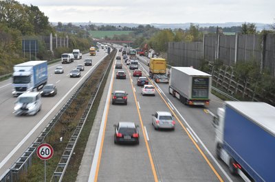 Die Baustelle an der A4- Hier gilt Tempo 60.