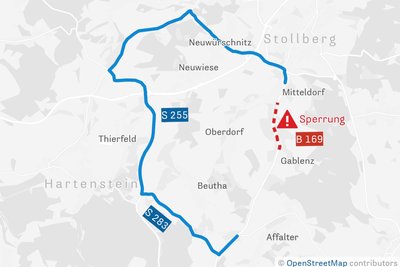 Die Sperrung der B169 bringt eine weiträumige Umleitung mit sich.