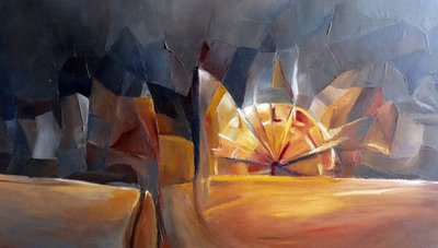 "Rad am Abend": Auch in diesem Ölgemälde von 2016 findet sich ein Motiv wieder, das für Angelika Zwarg eine wichtige Rolle spielte. 