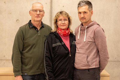 Drei von der Streikfront: Matthias Leube, Kathrin Kroll und Thomas Dirschowsky (v. li.)