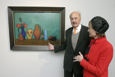 Alfred Gunzenhauser 2008 mit der Chefin der Kunstsammlungen Chemnitz, Ingrid Mössinger.