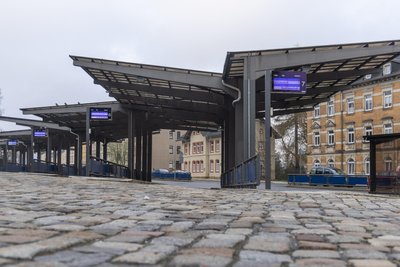 Der Busbahnhof in Annaberg-Buchholz war am Mittwochmorgen ebenfalls menschenleer.