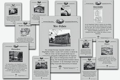 Der Ortsverein Schirmbach hat zwölf Infotafeln zu historisch bedeutsamen Stätten in Kleinschirma aufgestellt. 