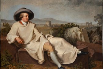 275 Jahre alt, aber dennoch nicht verstaubt: Warum Goethe uns bis heute beschäftigt - Des Provinzlebens am Weimarer Hofe überdrüssig: Der Enddreißiger Goethe, vor der bukolischen Landschaft der Campagna ins Bild gesetzt vom Maler und Freund Johann Heinrich Wilhelm Tischbein. Auch mit seiner Italiensehnsucht war der Dichter ein Vorbild für viele Deutsche.