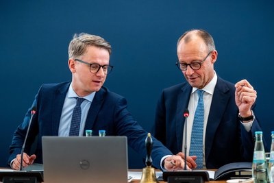 Bleiben ein Team für die CDU; Friedrich Merz, CDU-Chef, und Carsten Linnemann, CDU Generalsekretär.