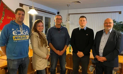 Der Vorstand des neuen Dorfvereins Mulda (von links): Marcel Bäsler, Rebecca Ruscher, Tom Braun, der Vereinsvorsitzende Marcel Schäfer und Holger Bachmann.