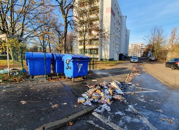 Die Mülltonne an der Dr. Salvador-Allende-Straße wurde durch das Feuer zerstört.