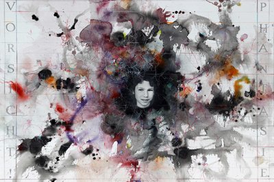 „Vorsicht - Phantasie!“ - eine Collage von Raimund Friedrich aus dem Jahr 2024 in der Ausstellung in Meinersdorf.