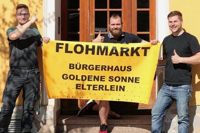 Florian May, Anton Schlegel und Christopher Fiebig (v. l) gehören zu den Organisatoren des Flohmarkts. 