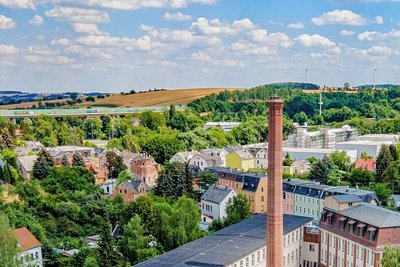 Blick auf das Textilmuseum in Crimmitschau. 